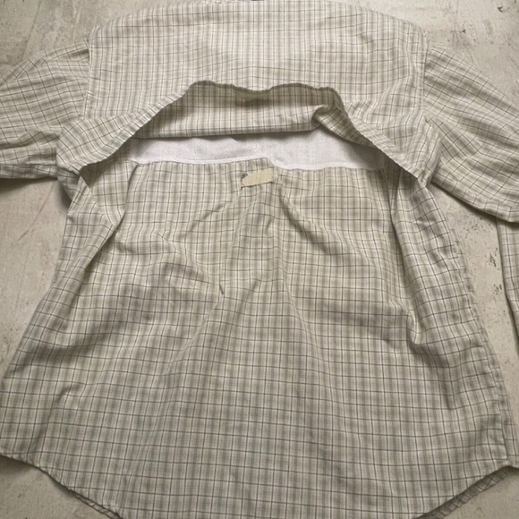 WORLD WIDE SPORTSMAN Mens Long Sleeve Fishing Shirt Plaid Vented Tan/Green M - Picture 4 of 6